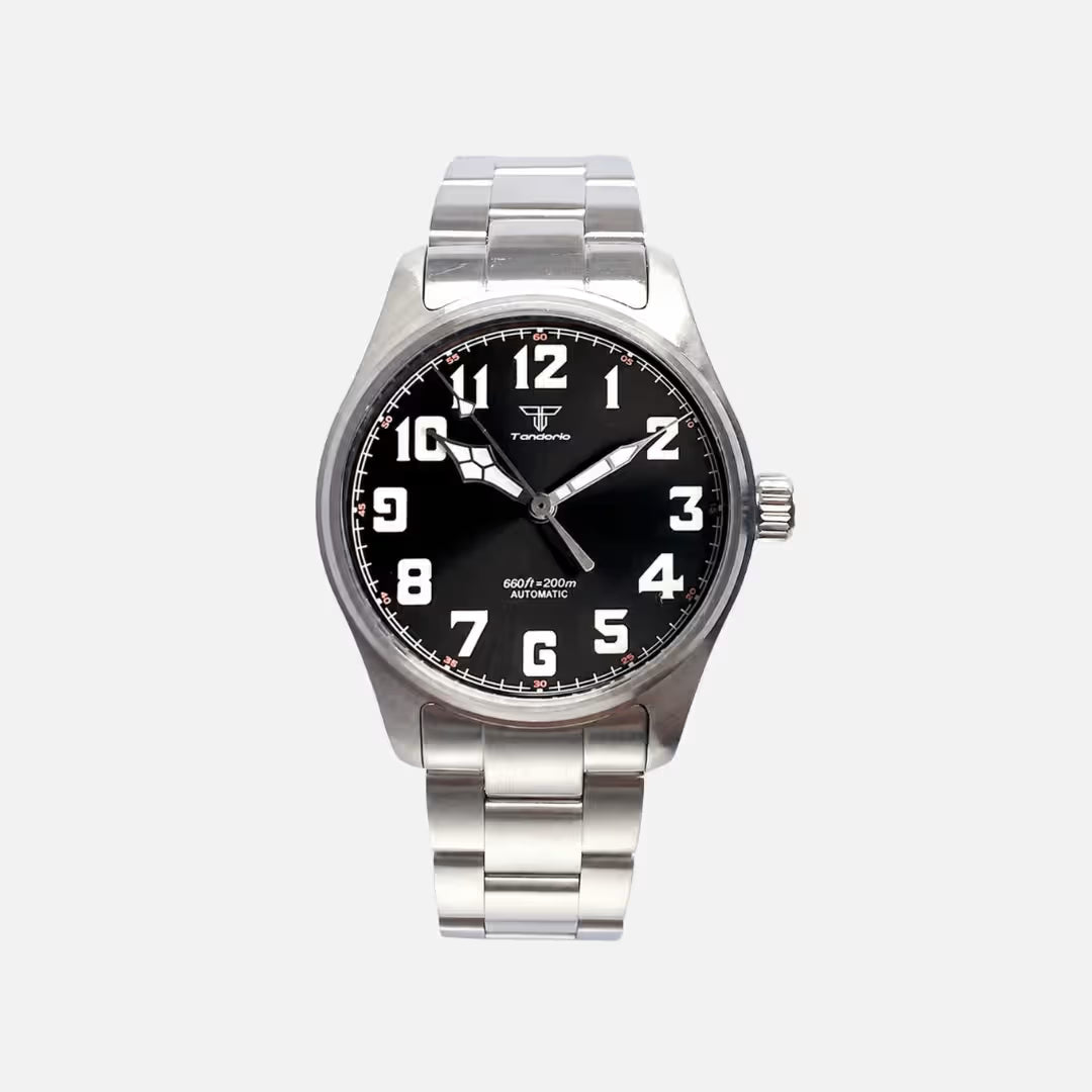 Relógio Masculino Tandorio Automático Pilot Black Steel