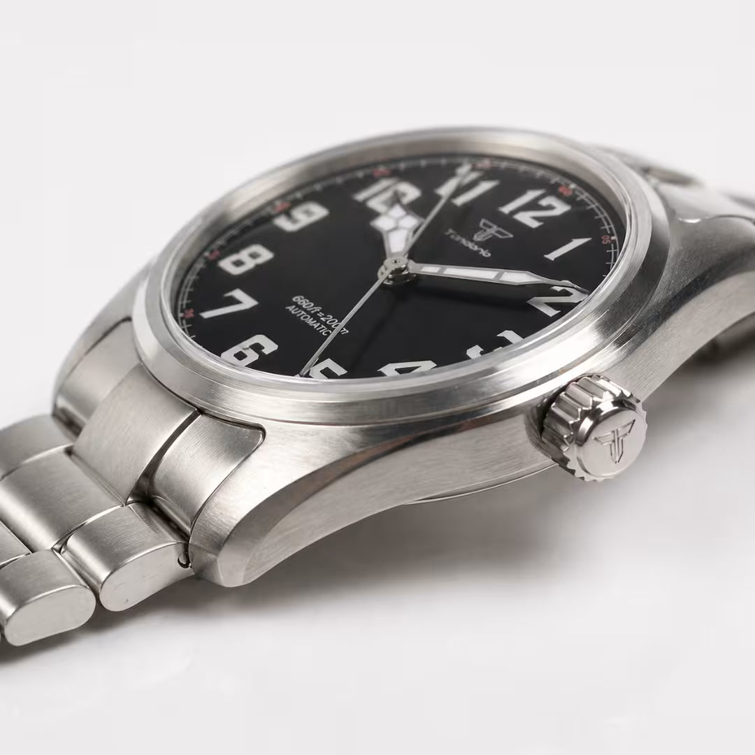 Relógio Masculino Tandorio Automático Pilot Black Steel