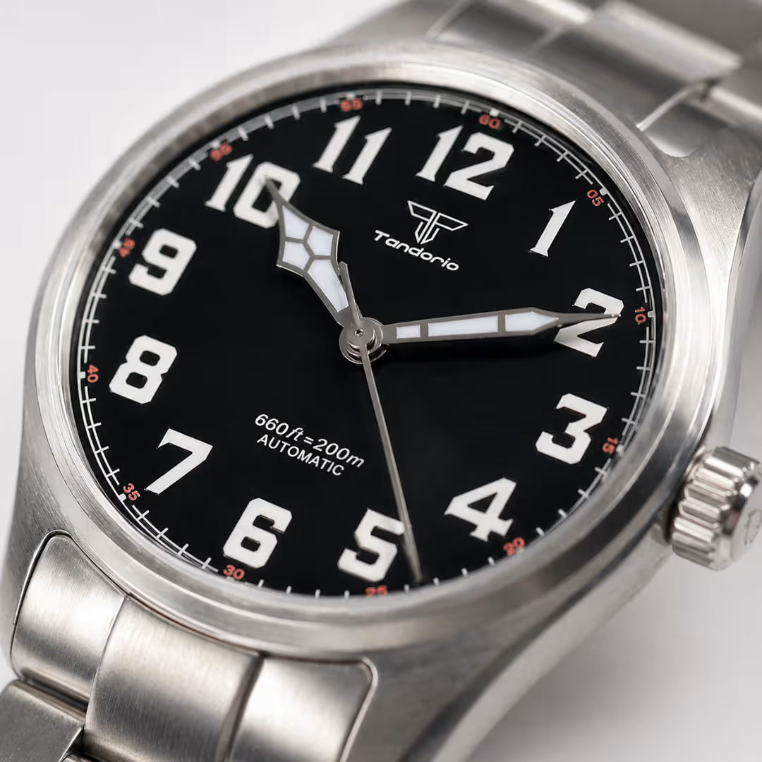 Relógio Masculino Tandorio Automático Pilot Black Steel