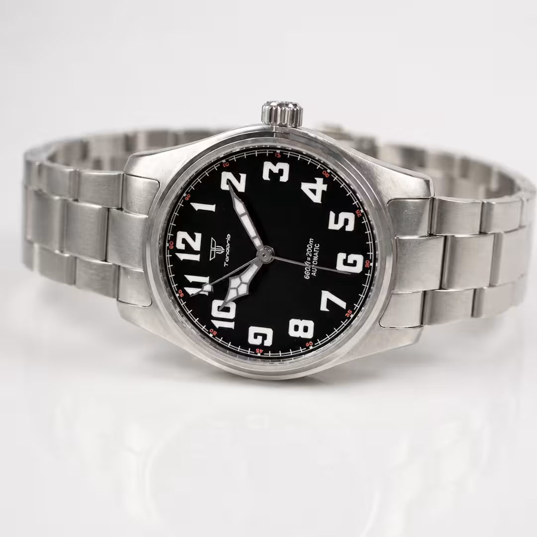 Relógio Masculino Tandorio Automático Pilot Black Steel