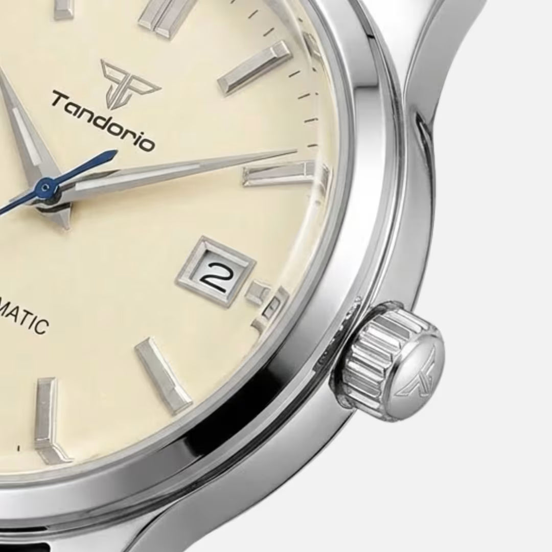 Relógio Masculino Tandorio Automático Vintage Ivory