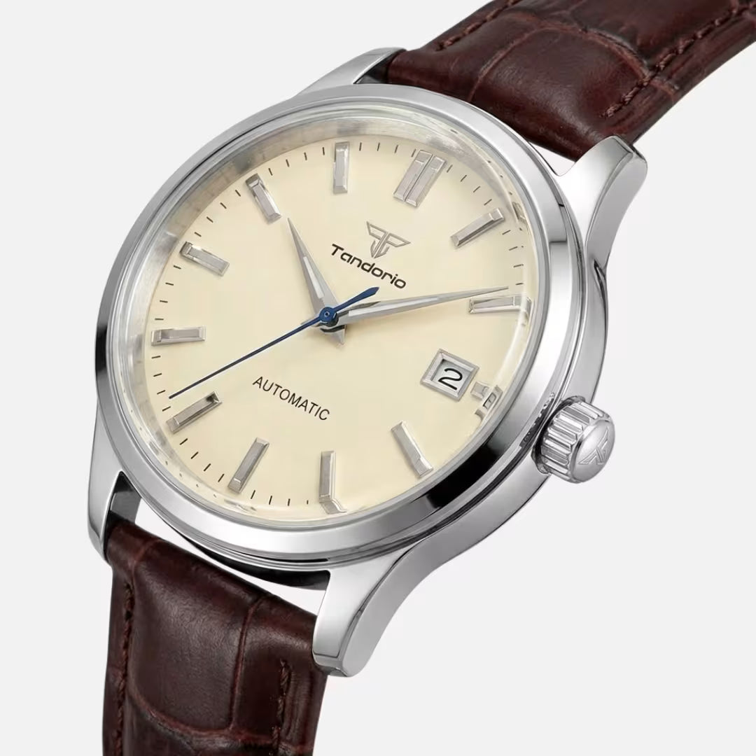 Relógio Masculino Tandorio Automático Vintage Ivory