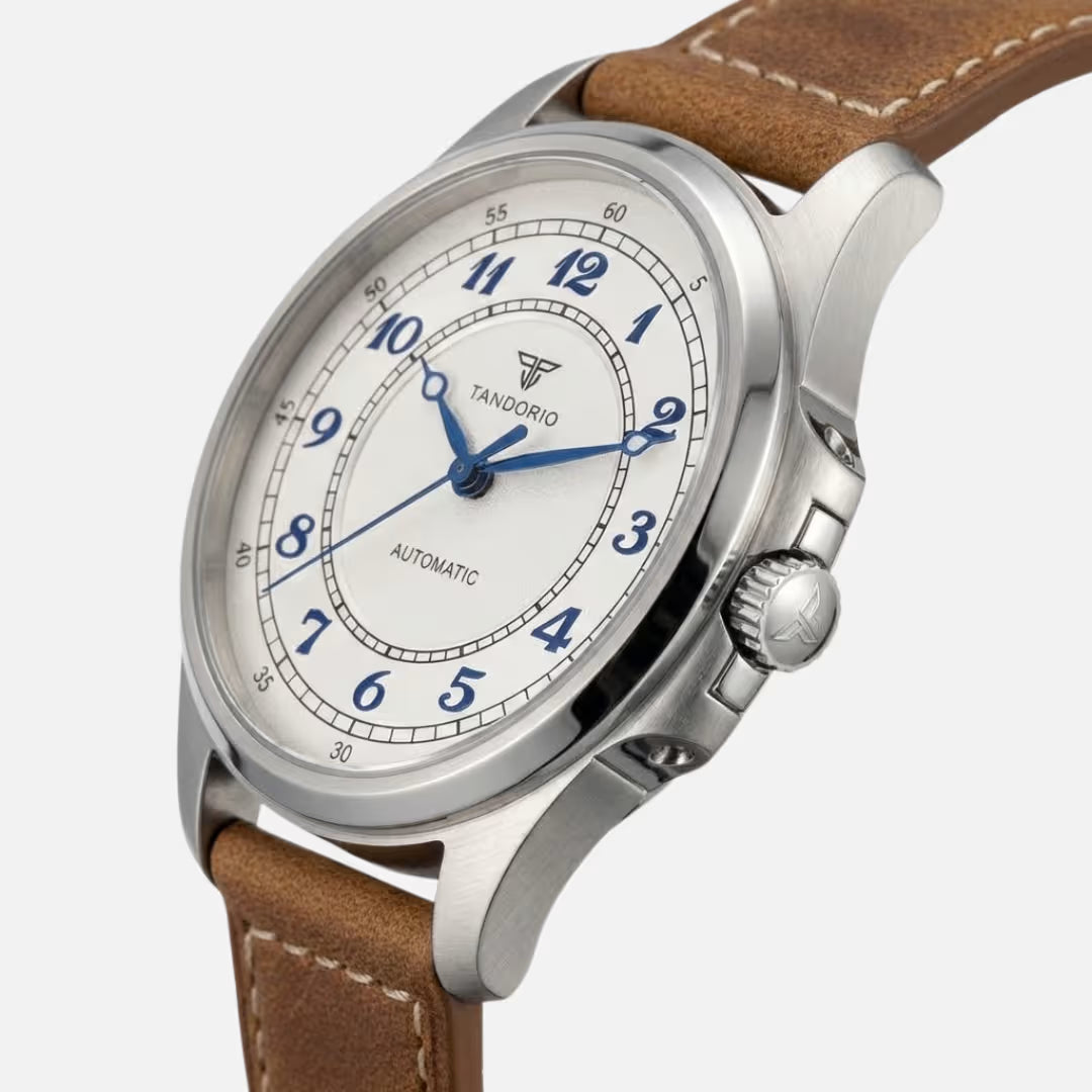 Relógio Masculino Tandorio Automático Vintage Silver