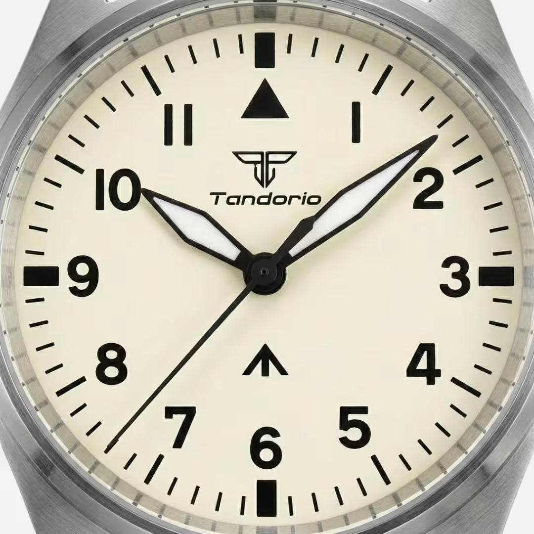 Relógio Masculino Tandorio Automático Vulcan Beige Steel